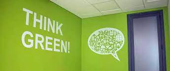 رنگ برای دفتر کار خانگی و اداری، ترکیب رنگ های سبز، سفید و مشکی 