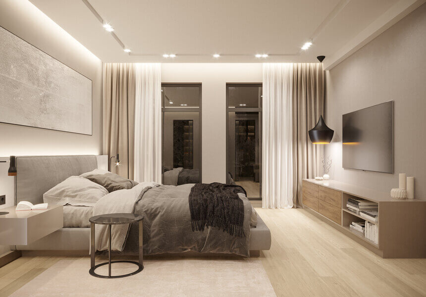 طراحی دکوراسیون داخلی اتاق خواب مینیمال